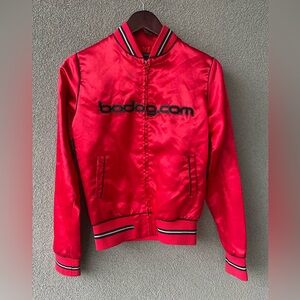 BoDog Casino Red Jacket, Play Hard, Red Black Shiny Jacket,Small Bomber Jacket,